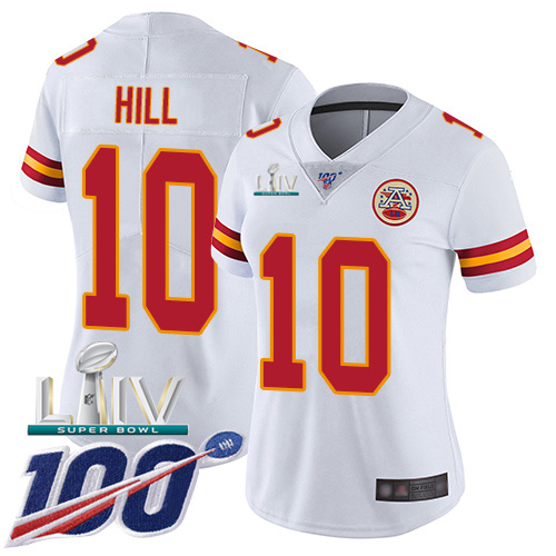 Kansas City Chiefs Nike #10 Tyreek Hill White Super Bowl LIV 2020 Women Stitched NFL 100th Season Vapor Untouchable Limited Jersey->youth nfl jersey->Youth Jersey
